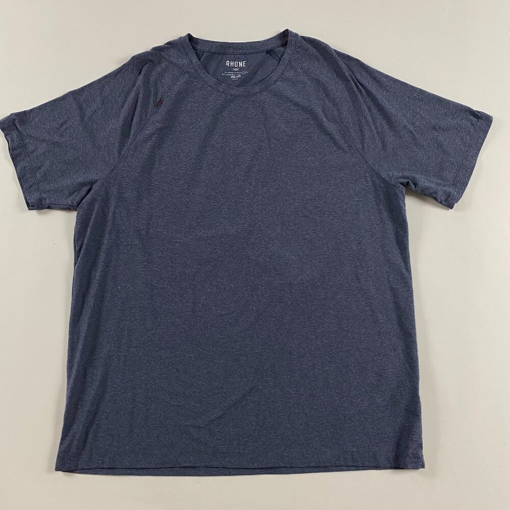 Rhone Reign T Shirt Mens XXL Blue Gray Short Sleeve Moisture Wicking Stretch